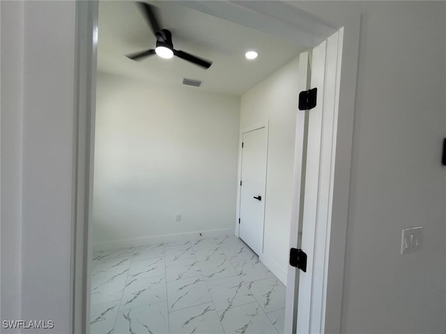 4204 E 24th St, Alva, FL 33920 - spare room with light marble finish floors, a ceiling fan, and recessed lighting