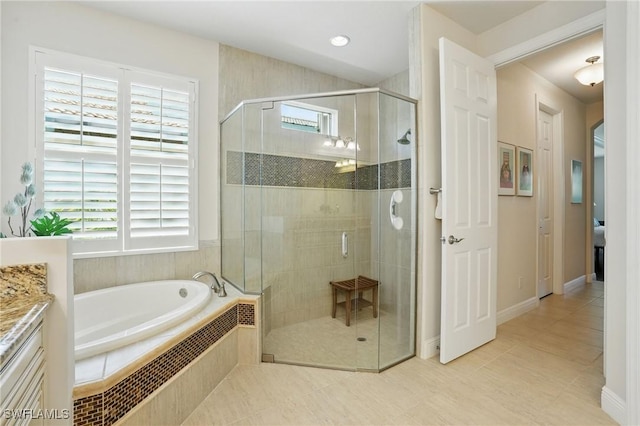 23484 Sanabria Loop, Bonita Springs, FL 34135 - full bath featuring plenty of natural light, a bath, a stall shower, and vanity