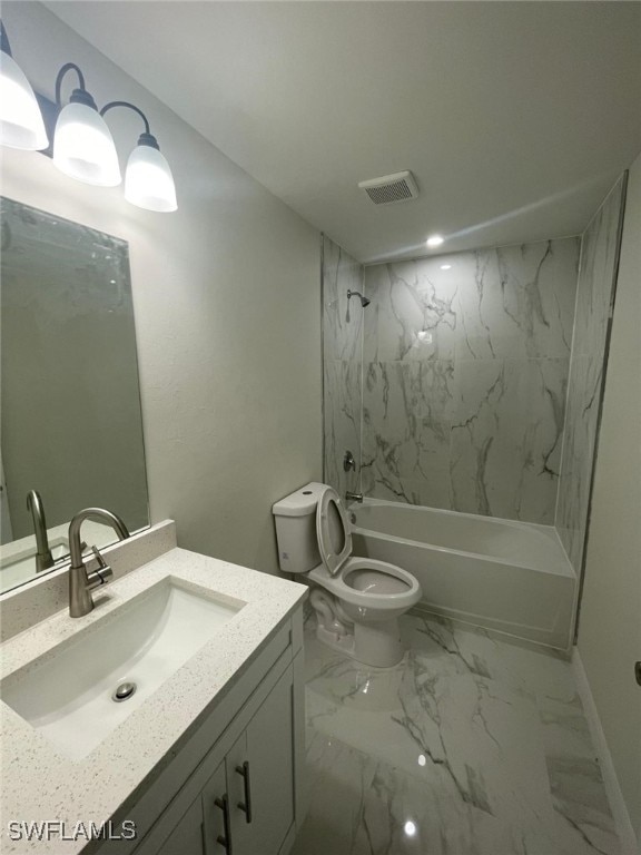 1112/1114 Ivan Ave S, Lehigh Acres, FL 33973 - full bath with vanity, shower / bath combination, and marble finish flooring