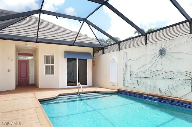 922 Turtle Ct Unit 21-21, Naples, FL 34108 - outdoor pool featuring a patio area, a ceiling fan, and a lanai