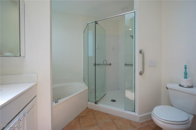 922 Turtle Ct Unit 21-21, Naples, FL 34108 - bathroom with vanity, a garden tub, a shower stall, and tile patterned flooring