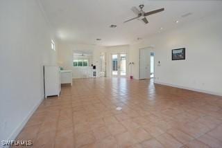 922 Turtle Ct Unit 21-21, Naples, FL 34108 - unfurnished living room with a ceiling fan and baseboards