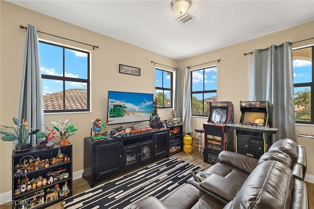 5158 Roma St, Ave Maria, FL 34142 - living room featuring wood finished floors and healthy amount of natural light