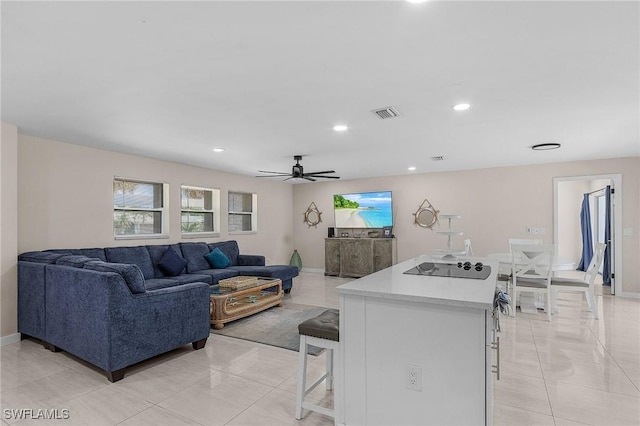 3823 Palm Tree Blvd, Cape Coral, FL 33904 - living room with a ceiling fan and recessed lighting