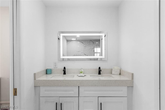 3823 Palm Tree Blvd, Cape Coral, FL 33904 - full bathroom featuring double vanity and a marble finish shower