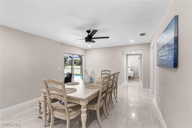 3823 Palm Tree Blvd, Cape Coral, FL 33904 - dining space with a ceiling fan, recessed lighting, and light tile patterned flooring
