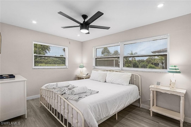 3823 Palm Tree Blvd, Cape Coral, FL 33904 - bedroom featuring wood finished floors, recessed lighting, and a ceiling fan