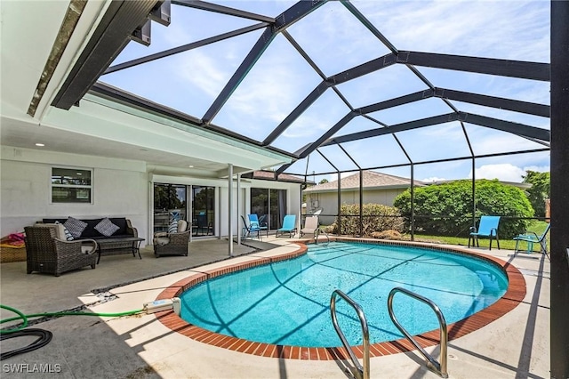 3823 Palm Tree Blvd, Cape Coral, FL 33904 - swimming pool with a patio, outdoor lounge area, and glass enclosure