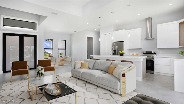 766 Naples Ave S, Lehigh Acres, FL 33974 - living area featuring recessed lighting and concrete floors