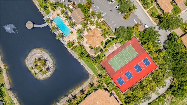 23204 Coconut Shores Dr, Estero, FL 34134 - drone / aerial view of a pool and a large body of water