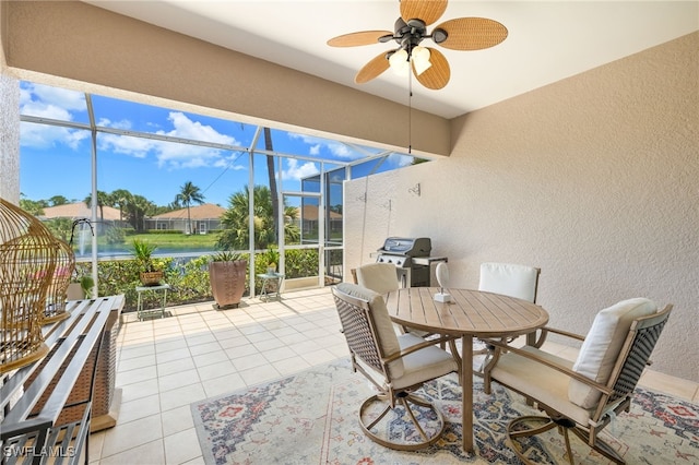 23204 Coconut Shores Dr, Estero, FL 34134 - sunroom / solarium with ceiling fan and outdoor dining space