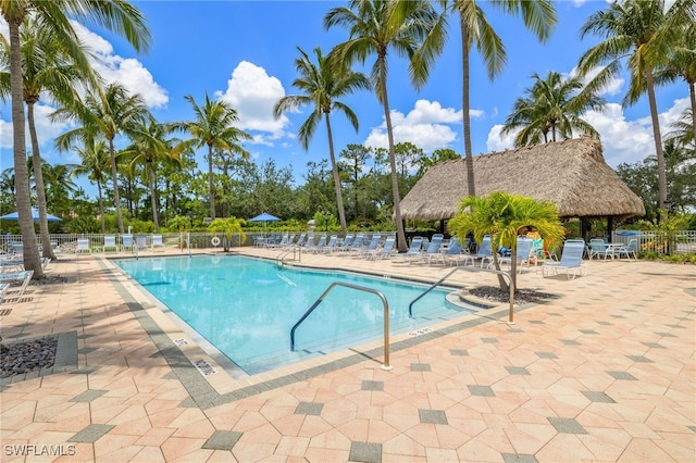 23204 Coconut Shores Dr, Estero, FL 34134 - community pool featuring a patio area