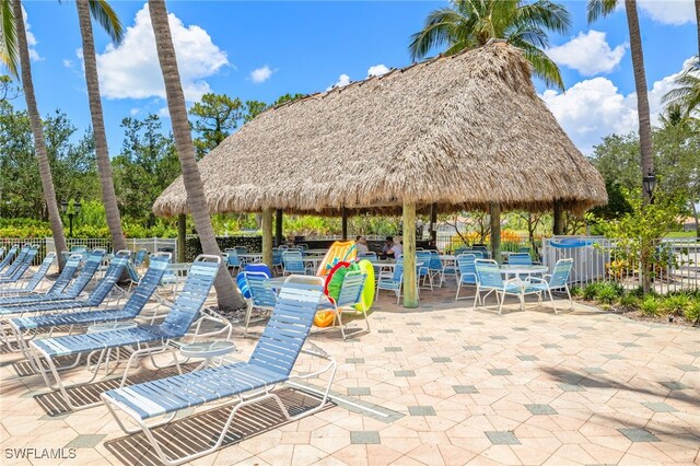 23204 Coconut Shores Dr, Estero, FL 34134 - view of patio / terrace featuring a gazebo