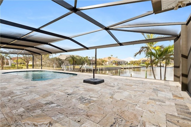 1701 Casey Key Dr, Punta Gorda, FL 33950 - swimming pool with a patio, a water view, and a lanai