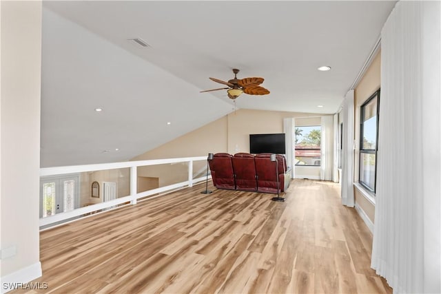 1701 Casey Key Dr, Punta Gorda, FL 33950 - bonus room featuring light wood-type flooring, a ceiling fan, lofted ceiling, and recessed lighting