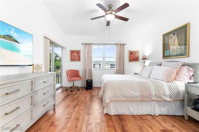 4945 Cougar Ct S Unit 4-202, Naples, FL 34109 - bedroom featuring lofted ceiling, light wood finished floors, and ceiling fan