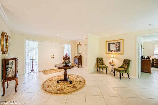 1021 Charlemagne Blvd, Naples, FL 34112 - entryway featuring ornamental molding and light tile patterned floors