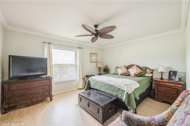 1021 Charlemagne Blvd, Naples, FL 34112 - bedroom featuring wood finished floors, ornamental molding, and ceiling fan