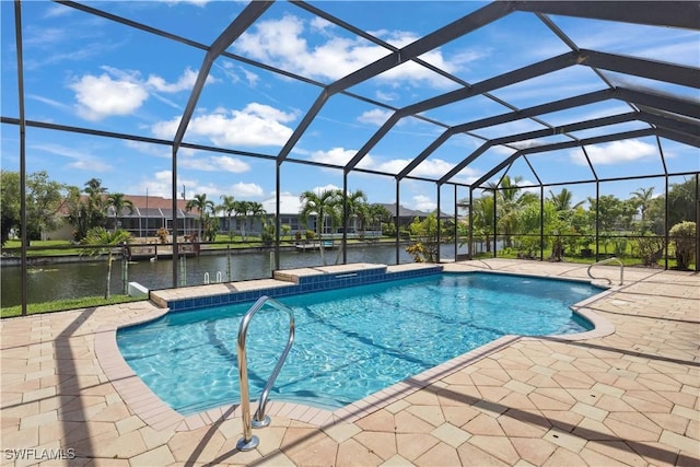 1023 SE 6th St, Cape Coral, FL 33990 - outdoor pool featuring a patio, a water view, and a lanai