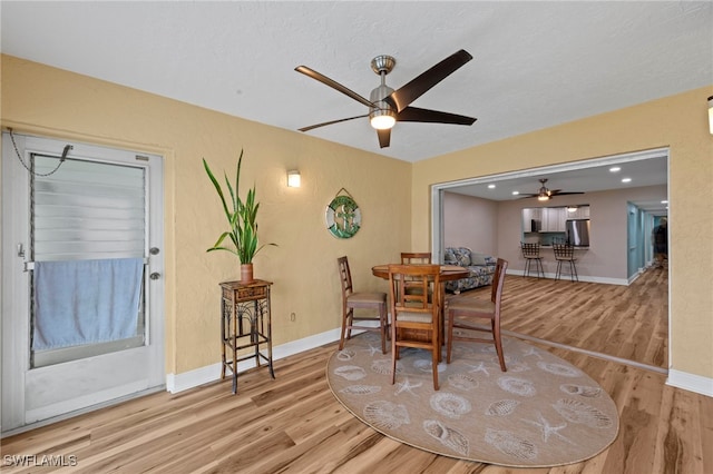 4938 Vincennes St Unit 3, Cape Coral, FL 33904 - dining room featuring wood finished floors, a ceiling fan, and recessed lighting