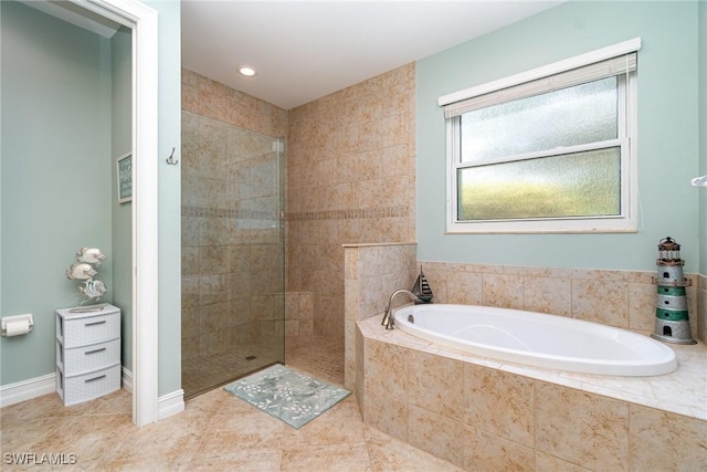 20551 Long Pond Rd, North Fort Myers, FL 33917 - full bath with a bath, a walk in shower, and tile patterned flooring