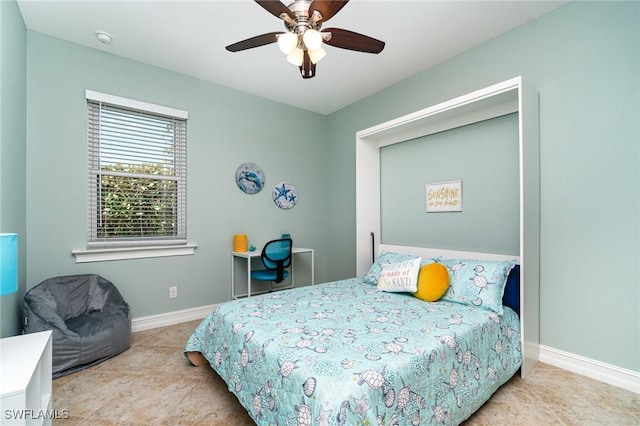 20551 Long Pond Rd, North Fort Myers, FL 33917 - tiled bedroom featuring baseboards and a ceiling fan