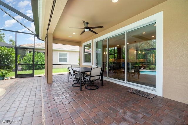 20551 Long Pond Rd, North Fort Myers, FL 33917 - sunroom / solarium featuring ceiling fan and outdoor dining area