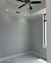 3481 24th Ave NE, Naples, FL 34120 - spare room with a ceiling fan, marble finish flooring, and recessed lighting