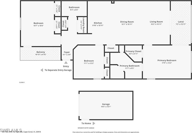 841 SW 47th Ter Unit 206, Cape Coral, FL 33914 - view of room layout