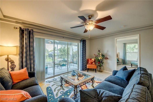 841 SW 47th Ter Unit 206, Cape Coral, FL 33914 - living area featuring ceiling fan and light tile patterned floors