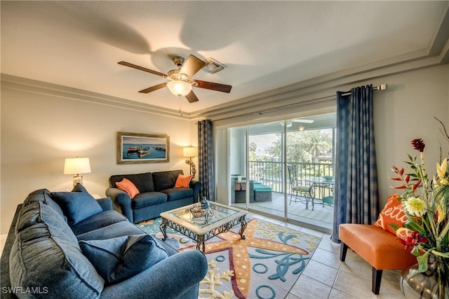 841 SW 47th Ter Unit 206, Cape Coral, FL 33914 - tiled living room featuring ceiling fan