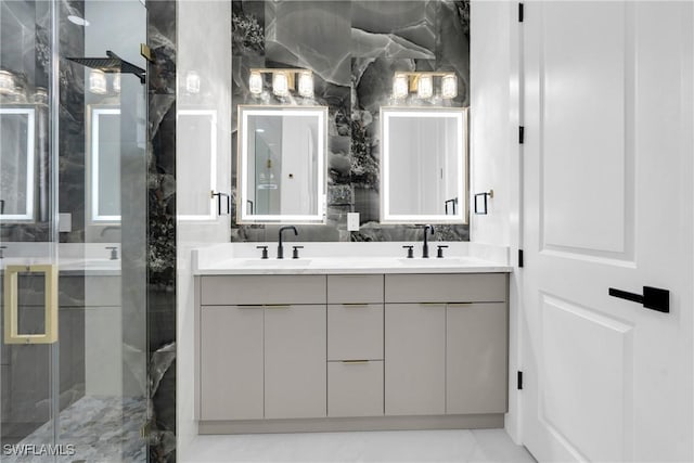 1018 Calvin Ave, Lehigh Acres, FL 33972 - bathroom with double vanity and a shower stall