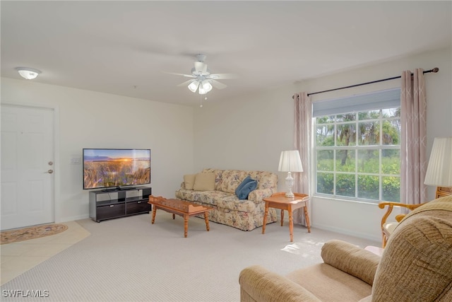 1763 Four Mile Cove Pkwy Unit 611, Cape Coral, FL 33990 - living area featuring ceiling fan and carpet flooring
