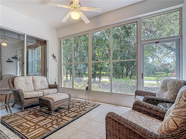 2050 Rio Nuevo Dr, North Fort Myers, FL 33917 - sunroom / solarium featuring a ceiling fan and an outdoor hangout area