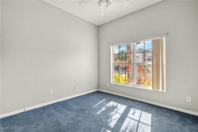 8169 Silver Birch Way, Lehigh Acres, FL 33971 - unfurnished room with a ceiling fan and dark colored carpet