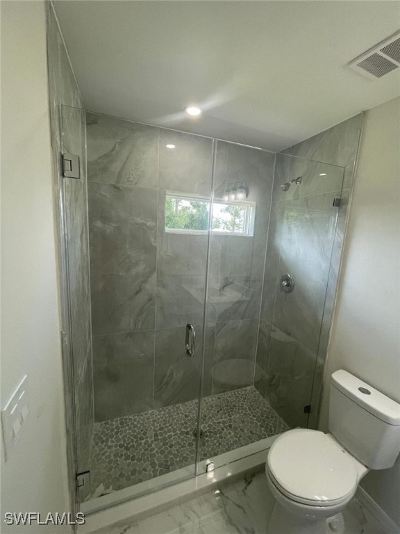 4532/4534 22nd St SW, Lehigh Acres, FL 33973 - full bath featuring marble look tile flooring, a stall shower, and recessed lighting