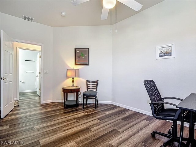 20698 Marathona Ct, North Fort Myers, FL 33917 - office space featuring dark wood-type flooring and a ceiling fan