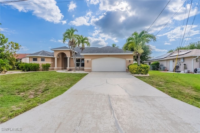 4200 SW 3rd Ave, Cape Coral, FL 33914 - ranch-style house with stucco siding, an attached garage, driveway, and a front lawn