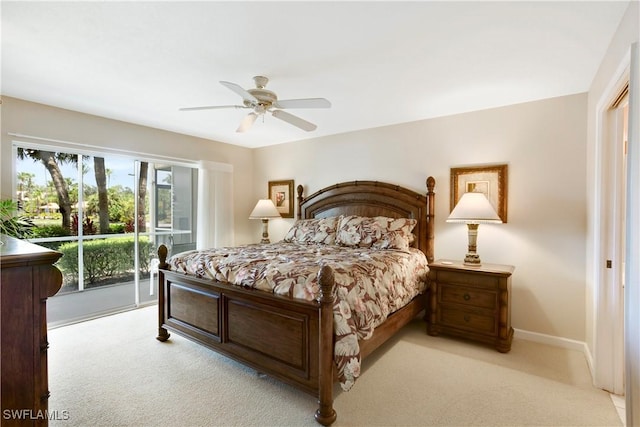 2396 Hidden Lake Dr Unit 3, Naples, FL 34112 - bedroom with light carpet, access to outside, and a ceiling fan