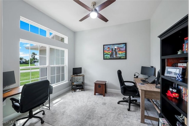 3457 NE 18th Pl, Cape Coral, FL 33909 - office area featuring ceiling fan and carpet