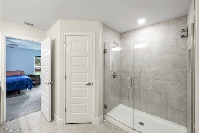 3457 NE 18th Pl, Cape Coral, FL 33909 - full bathroom with ensuite bath, a stall shower, and tile patterned floors