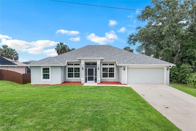 3457 NE 18th Pl, Cape Coral, FL 33909 - view of front facade with stucco siding, a garage, driveway, and roof with shingles