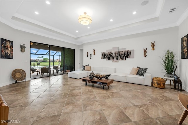 3910 Glacier Ct, Naples, FL 34119 - living room with a tray ceiling and recessed lighting