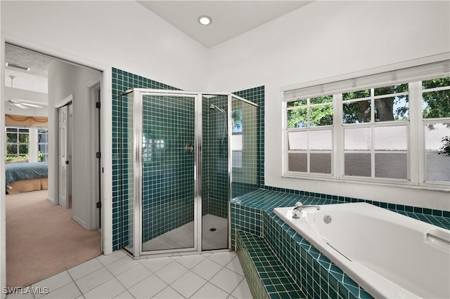 24881 Pennyroyal Dr, Bonita Springs, FL 34134 - bathroom with a bath, ensuite bath, a shower stall, and tile patterned flooring