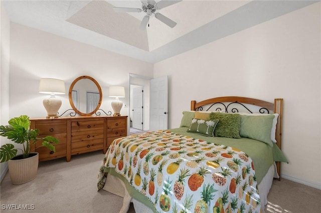 24881 Pennyroyal Dr, Bonita Springs, FL 34134 - bedroom with carpet floors, ceiling fan, and a raised ceiling