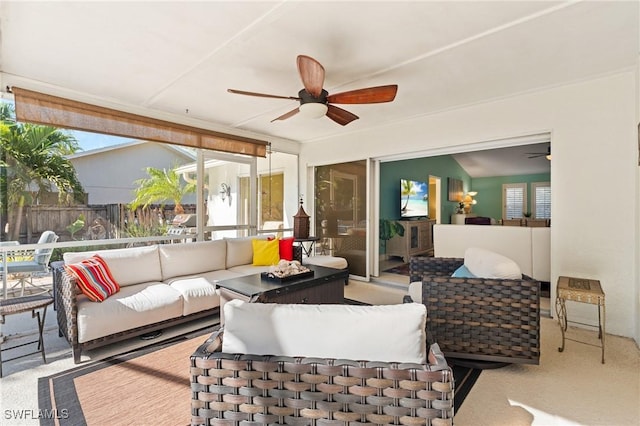 2548 River Reach Dr, Naples, FL 34104 - view of patio featuring an outdoor hangout area and a ceiling fan