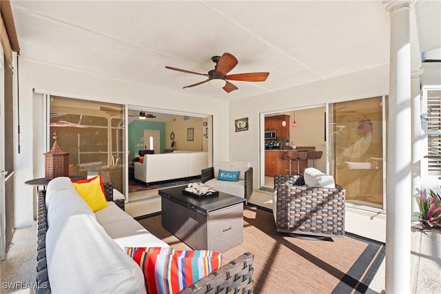 2548 River Reach Dr, Naples, FL 34104 - view of patio featuring an outdoor hangout area and ceiling fan