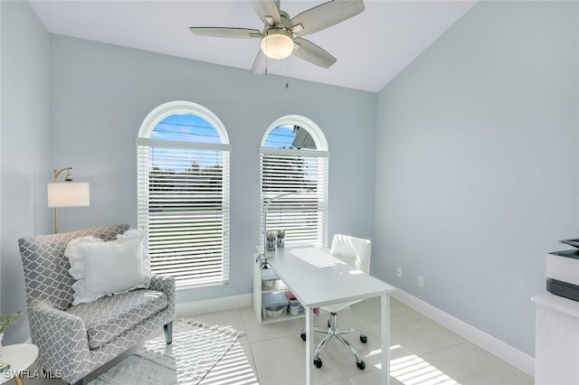 4404 SW 5th Ave, Cape Coral, FL 33914 - office area with ceiling fan and tile patterned floors