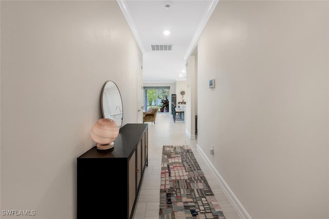 374 Deauville Loop, Naples, FL 34114 - hall with ornamental molding, recessed lighting, and light tile patterned flooring