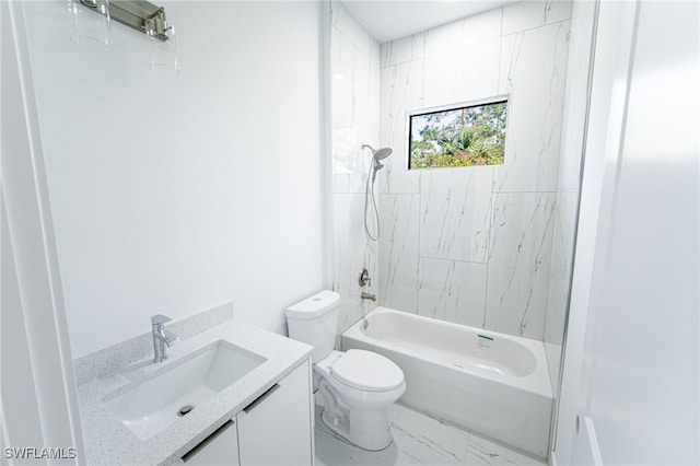 1268 Hillcrest St E, Lehigh Acres, FL 33974 - bathroom with marble finish floors, vanity, and shower / tub combination